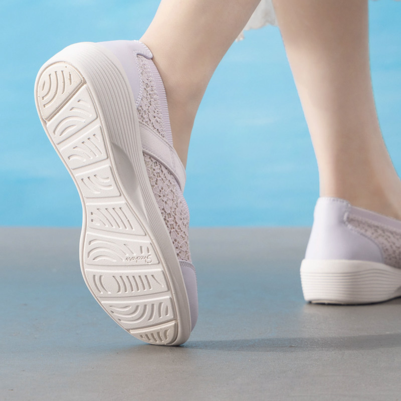 斯凯奇女鞋26春季新款一脚穿浅口单鞋蕾丝网面透气轻便时尚妈妈,淘宝优惠券,粉丝福利购,淘宝优惠卷