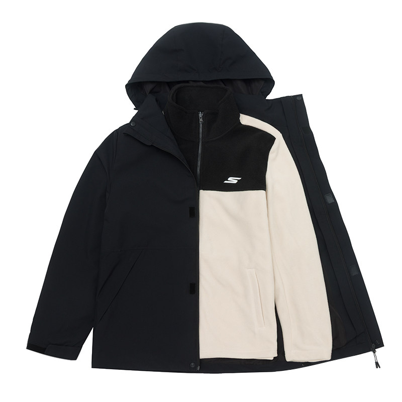 斯凯奇官方正品外套男士冬季新款摇粒绒内胆连帽夹克三合一夹克男,淘宝优惠券,粉丝福利购,淘宝优惠卷