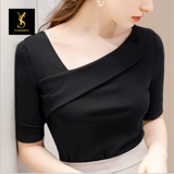 Латиноамериканская танцевальная одежда Топ -женщина для взрослых косое воротники короткое соревновательное современное танце