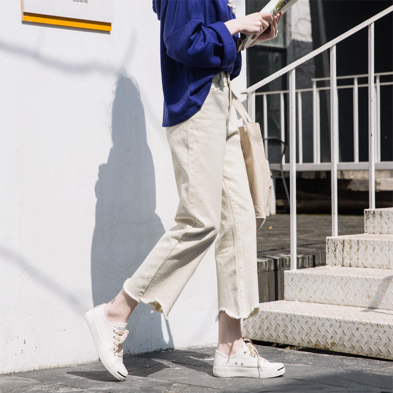 八分小个子150黑色女宽松牛仔裤 随晨牛仔裤