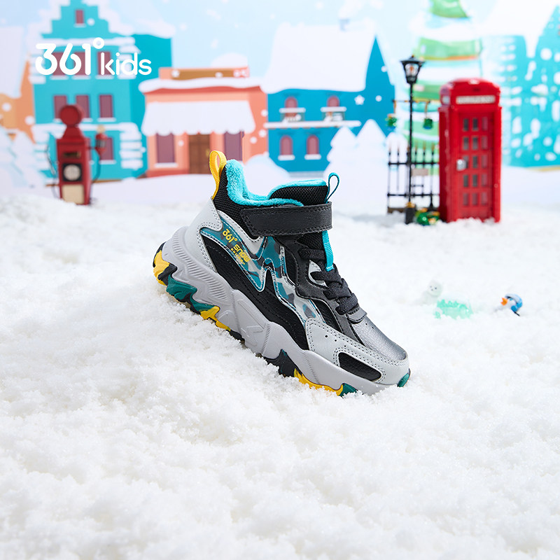 361童鞋男童女童加绒革面棉鞋冬季时尚防滑耐磨中小童休闲运动鞋 - 图0