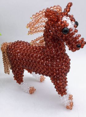 DIY手工串珠马到成功 骏马成品 创意编织串珠居家办公桌摆件饰品