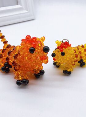 DIY手工串珠成品十二生肖老虎 大头虎钥匙扣包包挂件礼品景点热销