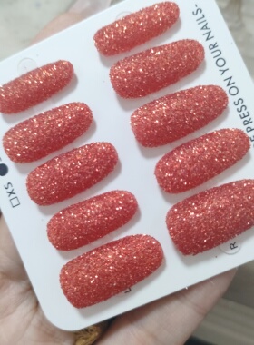 纯手工穿戴甲微笑猫眼法式秋冬高级感红色美甲穿戴甲成品