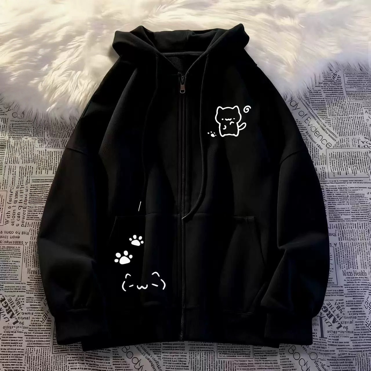 亚文化日系宅萌可爱小熊开衫外套女春秋冬加绒甜美减龄连帽款卫衣 - 图2