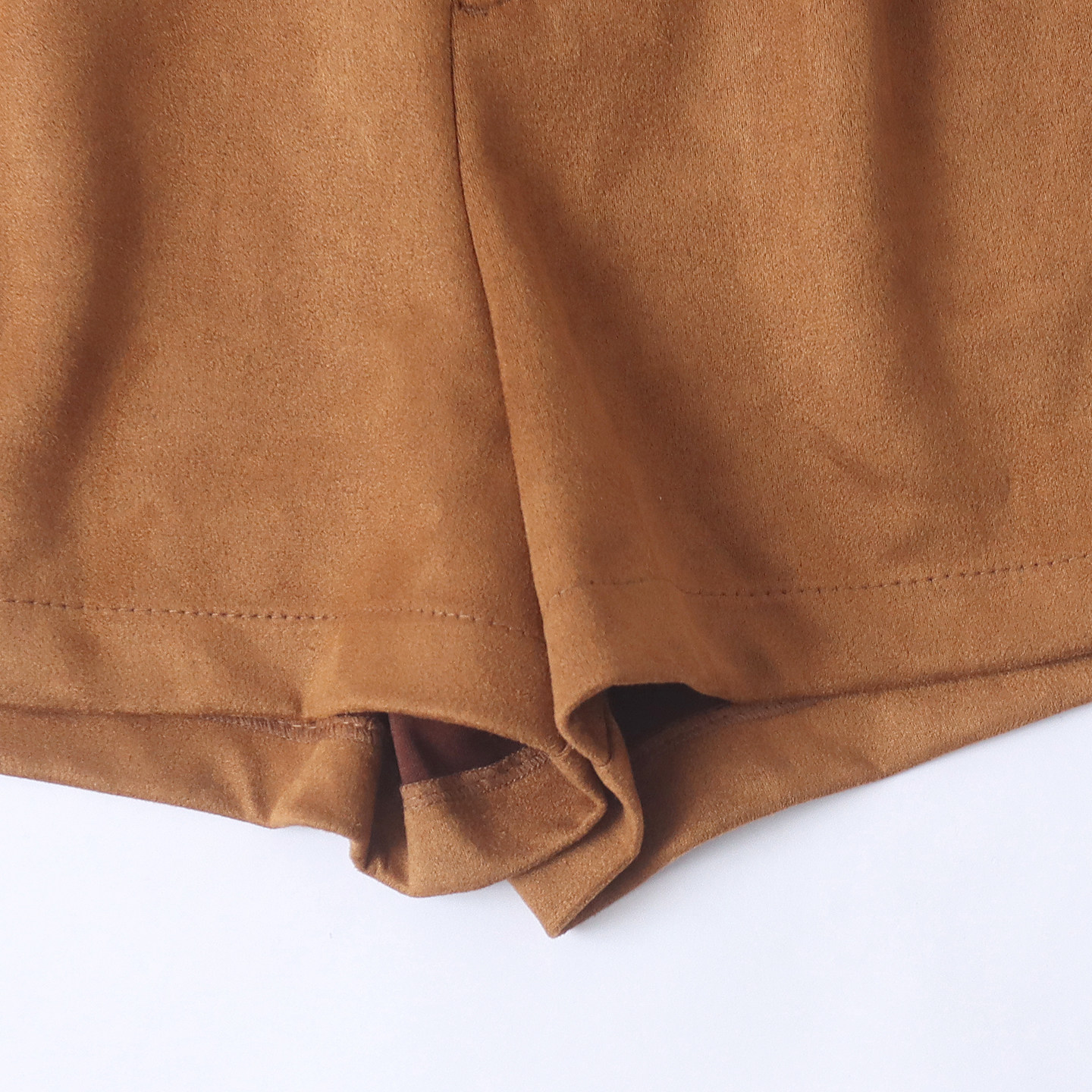 麂皮绒短裤 秋冬新款外贸女装时尚百搭高腰拉链搭扣阔腿短裤33185,淘宝优惠券,粉丝福利购,淘宝优惠卷