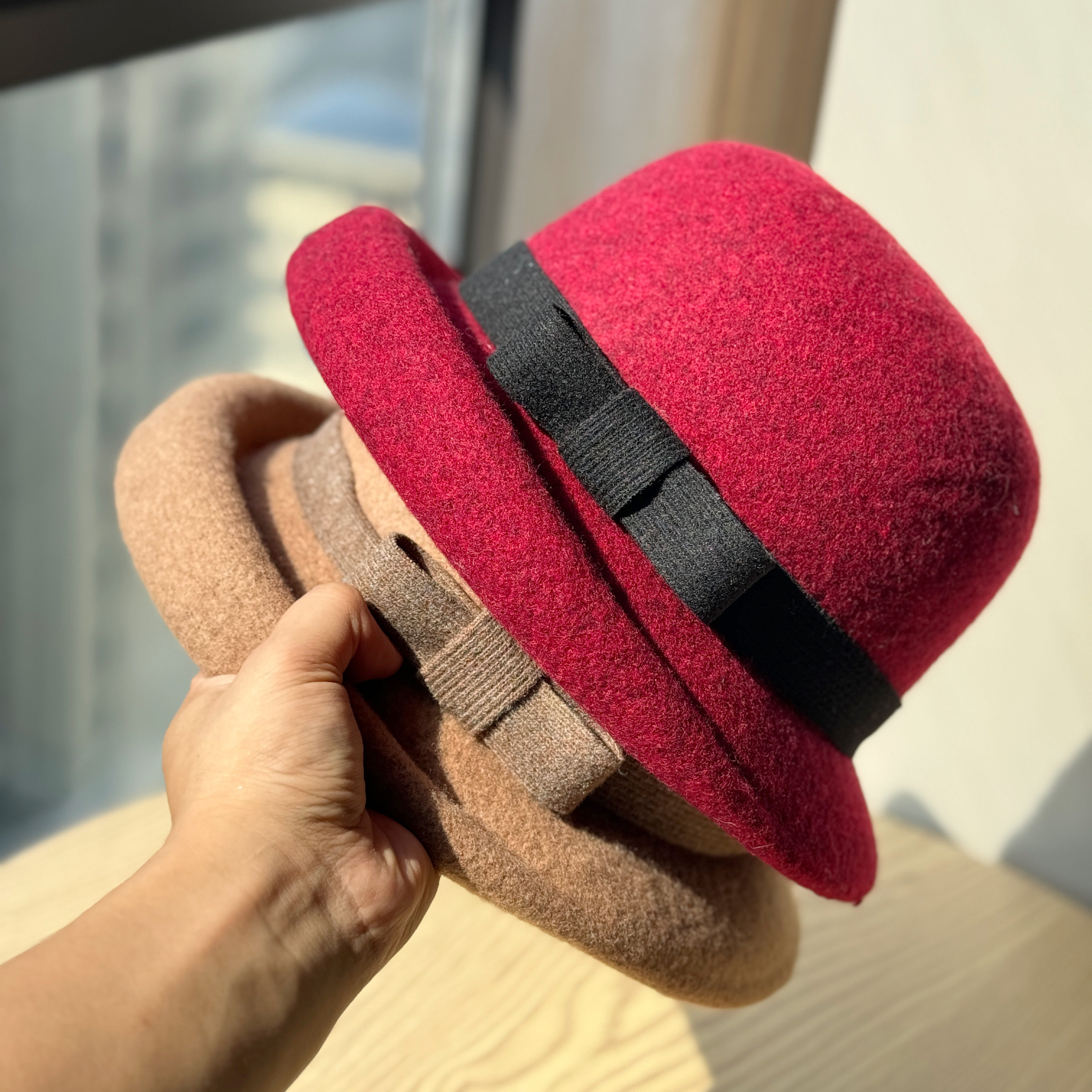 法式高级感卷边羊毛呢妈妈帽女复古蝴蝶结渔夫帽秋冬季千金风帽子,淘宝优惠券,粉丝福利购,淘宝优惠卷