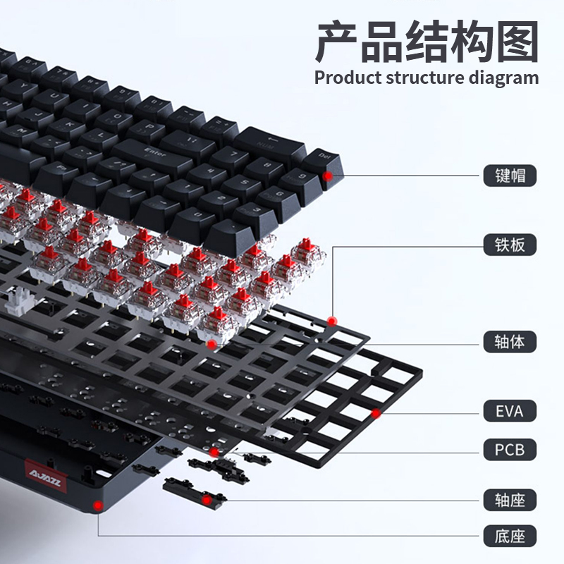 AJAZZ黑爵AK692三模电竞机械键盘69键小尺寸全无线蓝牙游戏68配列-图0