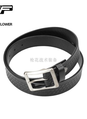 枪花 头层牛皮  钛合金扣腰带  席子纹真皮带   休闲百搭纯牛皮头