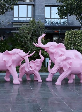 发光大象雕塑美陈小品玻璃钢