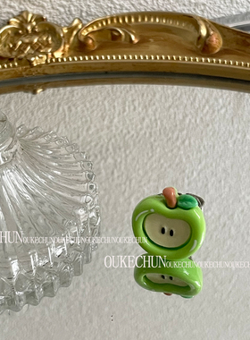 可爱个性青苹果开口戒指女可调节