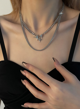 合金钛钢链条女双层叠戴