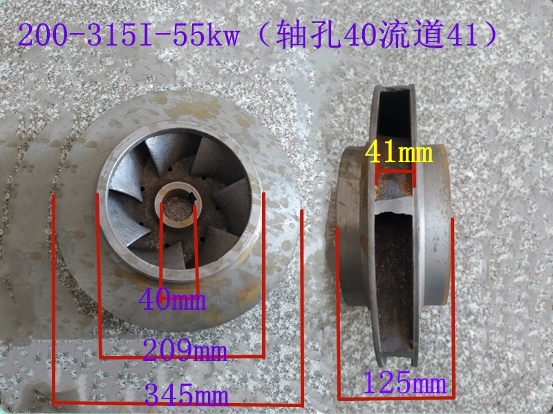 ISG200-315I管道泵IS离心泵循环泵配件水泵铸铁叶轮 37/45KW/55KW