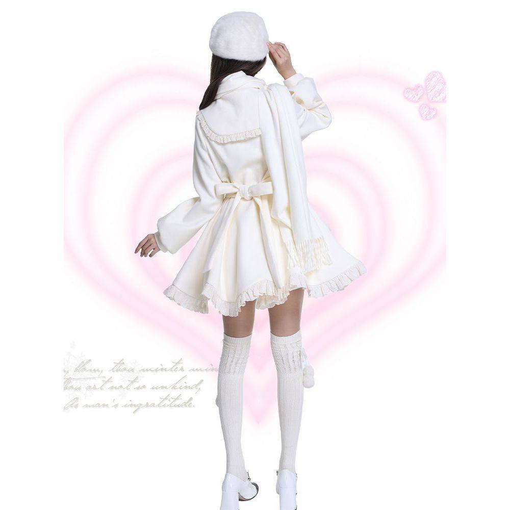 冬日恋歌秋冬千金感甜美少女小个子韩系围巾毛呢外套套装2025新款,淘宝优惠券,粉丝福利购,淘宝优惠卷