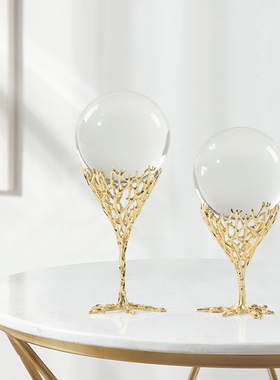 轻奢风水晶球几何书房酒柜装饰品