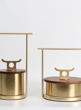 新中式风木质盒子书房桌面摆件