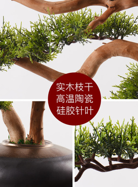 新中式风仿真盆栽样板房间罗汉松