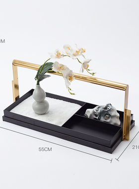 新中式风金属托盘样板房装饰品