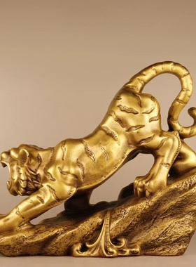 纯铜虎生肖虎啸山河下山虎摆件