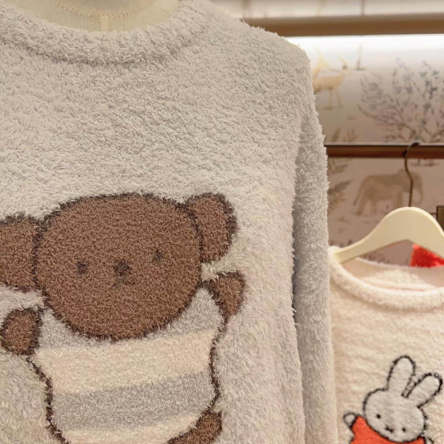 日系软绵绵卡通小熊小兔子秋冬季保暖睡衣女云感绒半边绒家居服,淘宝优惠券,粉丝福利购,淘宝优惠卷