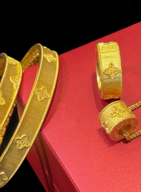 S925纯银金丝织锦四叶草项链