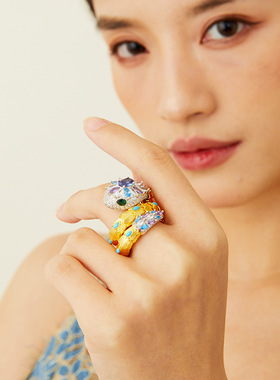 戒指女轻奢高级感双圈蛇