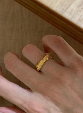 轻奢戒指女小众设计拉丝复古风