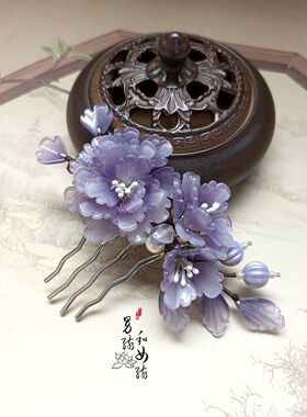 原创发梳合金古风牡丹饰品
