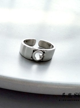 原创设计 S925通体纯银6mm光面字母食指开口戒 极简大气 轻奢简约