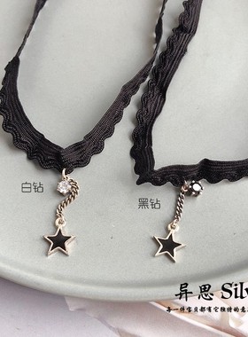 韩国大门纯银花边蕾丝颈链