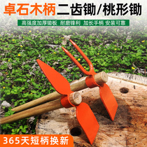 Small hoe Home Vegetable Weeding Theorizer Outdoor Two Teeth Hoe Digging Earth To Dig Up Bamboo Shoots Agricultural Tools Big Whole