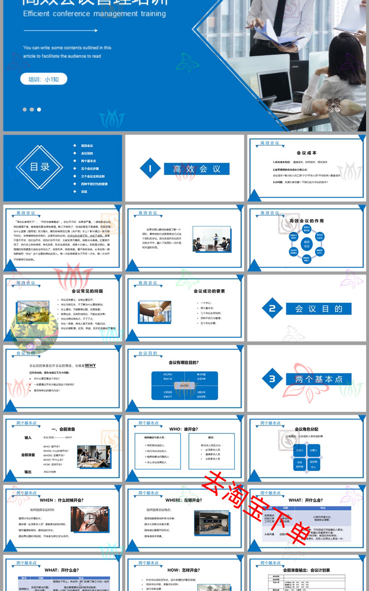 高效会议管理技巧培训PPT模板会议流程营业部经营篇会议管理知识 - 图0