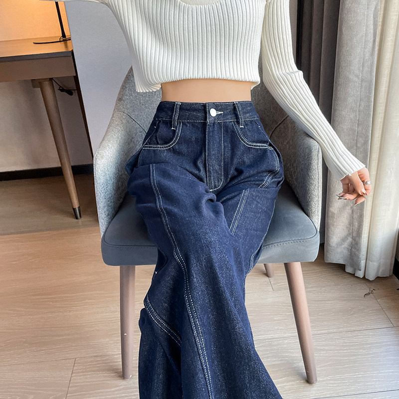 蓝色阔腿牛仔裤女2025年春秋冬新款高腰宽松显瘦垂感加厚直筒裤子,淘宝优惠券,粉丝福利购,淘宝优惠卷