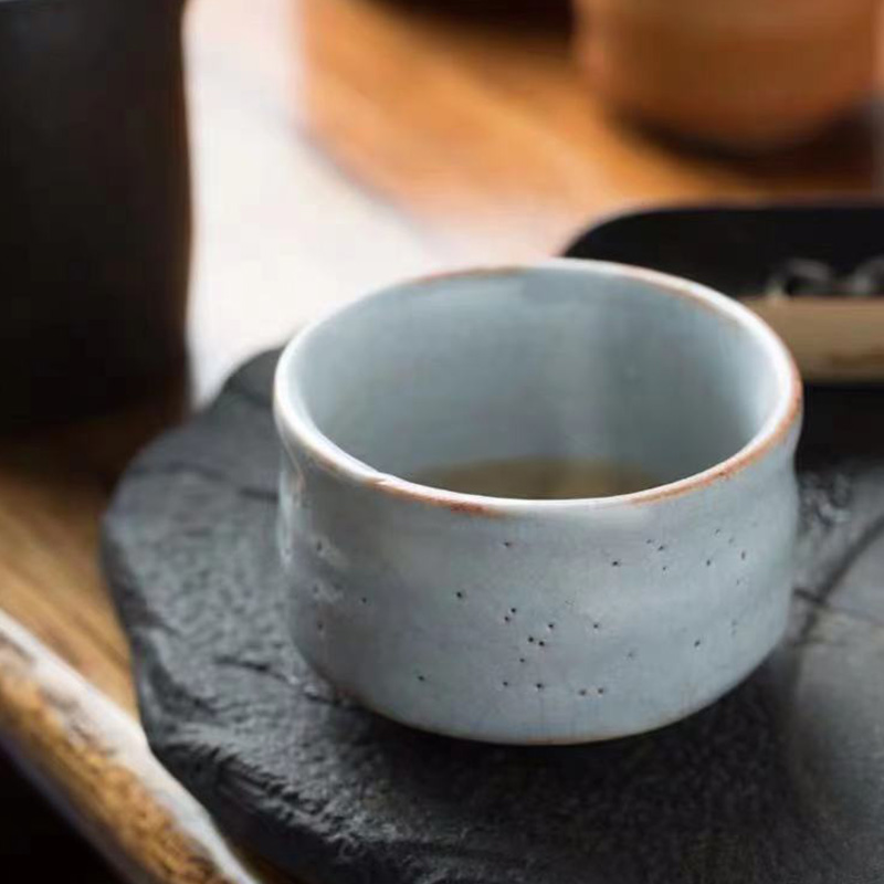 日本进口陶瓷茶具日式鼠志野烧煎茶杯粗陶品茗杯功夫普洱茶杯-图1