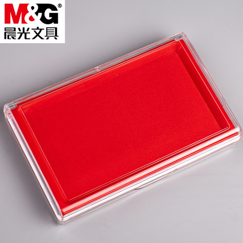 晨光红色印台快干透明方形油性印台大号印泥盒印油秒干速干财务会计速干印章银行按手印指纹办公用品圆形 - 图3