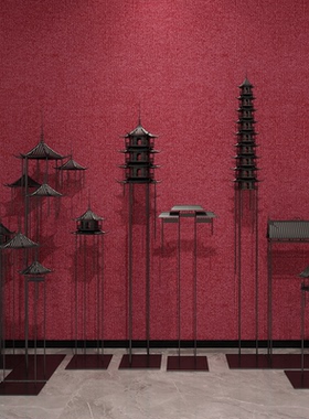 新中式铁艺凉亭铁塔城市组合落地摆件商业酒店会所软装室内雕塑摆