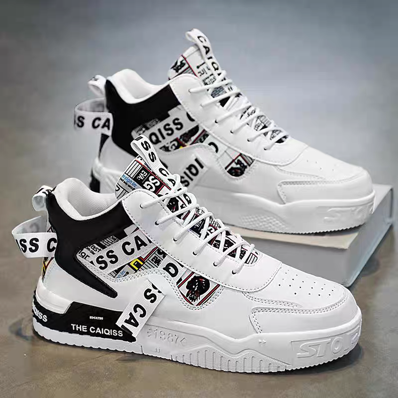 鞋子男2025年新款潮流百搭冬季高帮板鞋校园耐磨防滑运动休闲潮鞋 - 图1