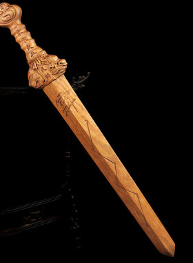 新款桃木天师剑实雕刻一体