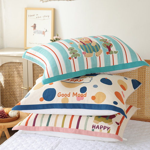 八层纯棉纱布枕巾一对装四季新款柔软透气加厚盖巾家用全棉枕头巾 - 图1