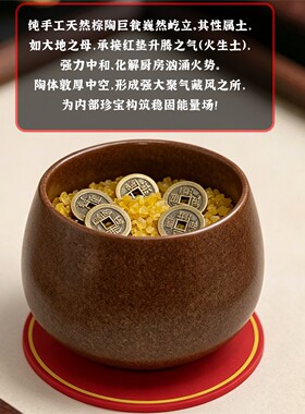 棕色陶土翁聚宝盆中式家用