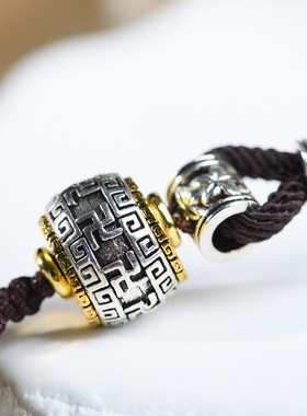 藏式简约吊坠绳唐卡扎基拉姆黄财神文玩复古毛衣链饰品项链绳