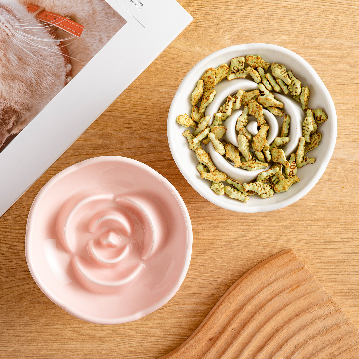 宠物用品陶瓷猫狗碗猫咪食盆慢食碗缓食碗高脚猫碗防呕吐日韩猫碗,淘宝优惠券,粉丝福利购,淘宝优惠卷