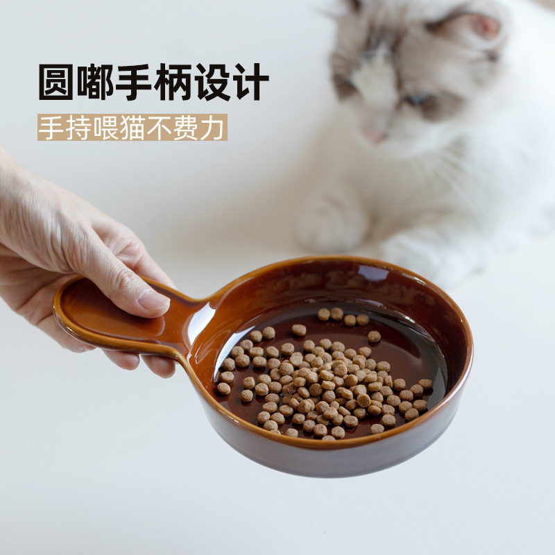 陶瓷猫咪专用碗宠物碗喂食器猫狗食具宠物食盆小猫碗饭盆宠物餐盘 - 图1