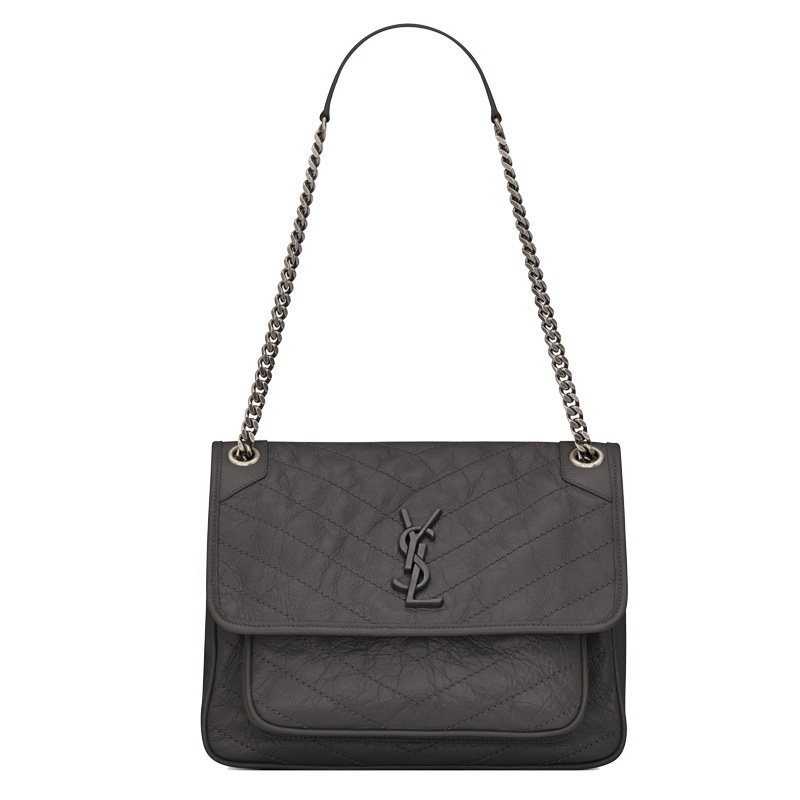 圣罗兰女士中号复古褶皱niki斜挎包 HUAIXUAN海外女士包袋