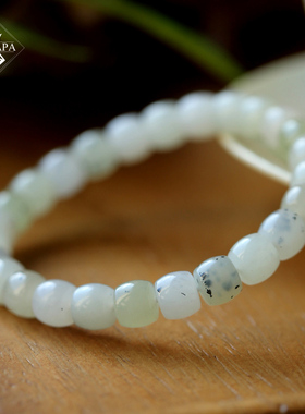 MYPAPA和田玉系列收藏级青花料糯米团黑芝麻和田玉手链男女手串