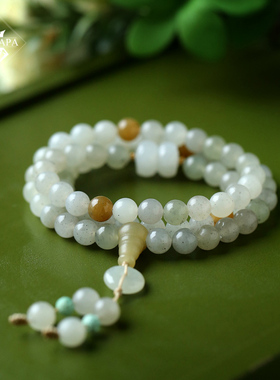 MYPAPA和田玉系列毕业级细肉青花料糯米芝麻团和田玉手串手链