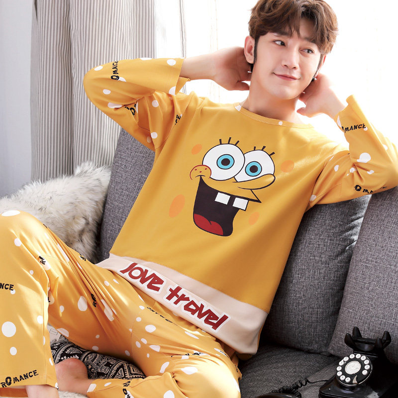春秋季男士长袖棉卡通青少年睡衣 时务睡衣/家居服套装
