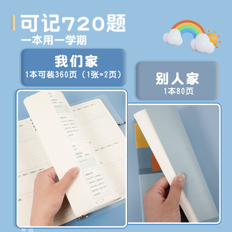 错题本小学生专用一年级数学语文英语活页可拆卸错题集纠错本二三四五六年级整理神器加厚加大学霸改错本b5 - 图1