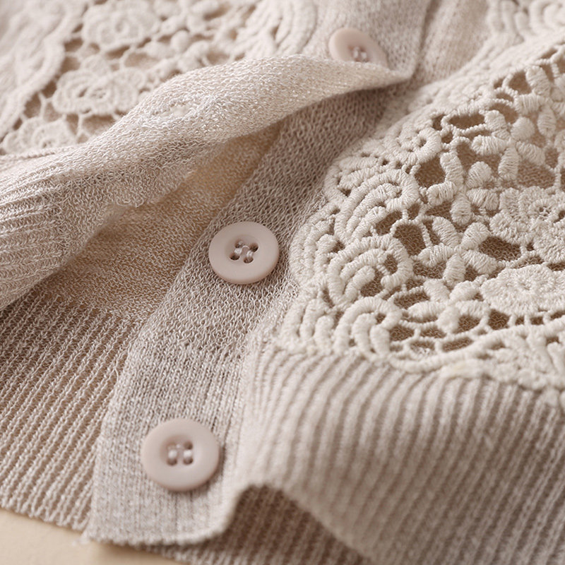 2020新款蕾丝针织亚麻女春防晒衣 莱琪雅毛针织衫