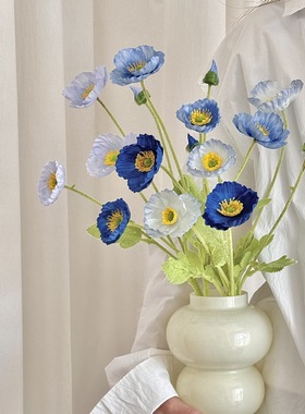 虞美人仿真花高级感逼真婚礼场景布置家居装饰摆件人造花绢花